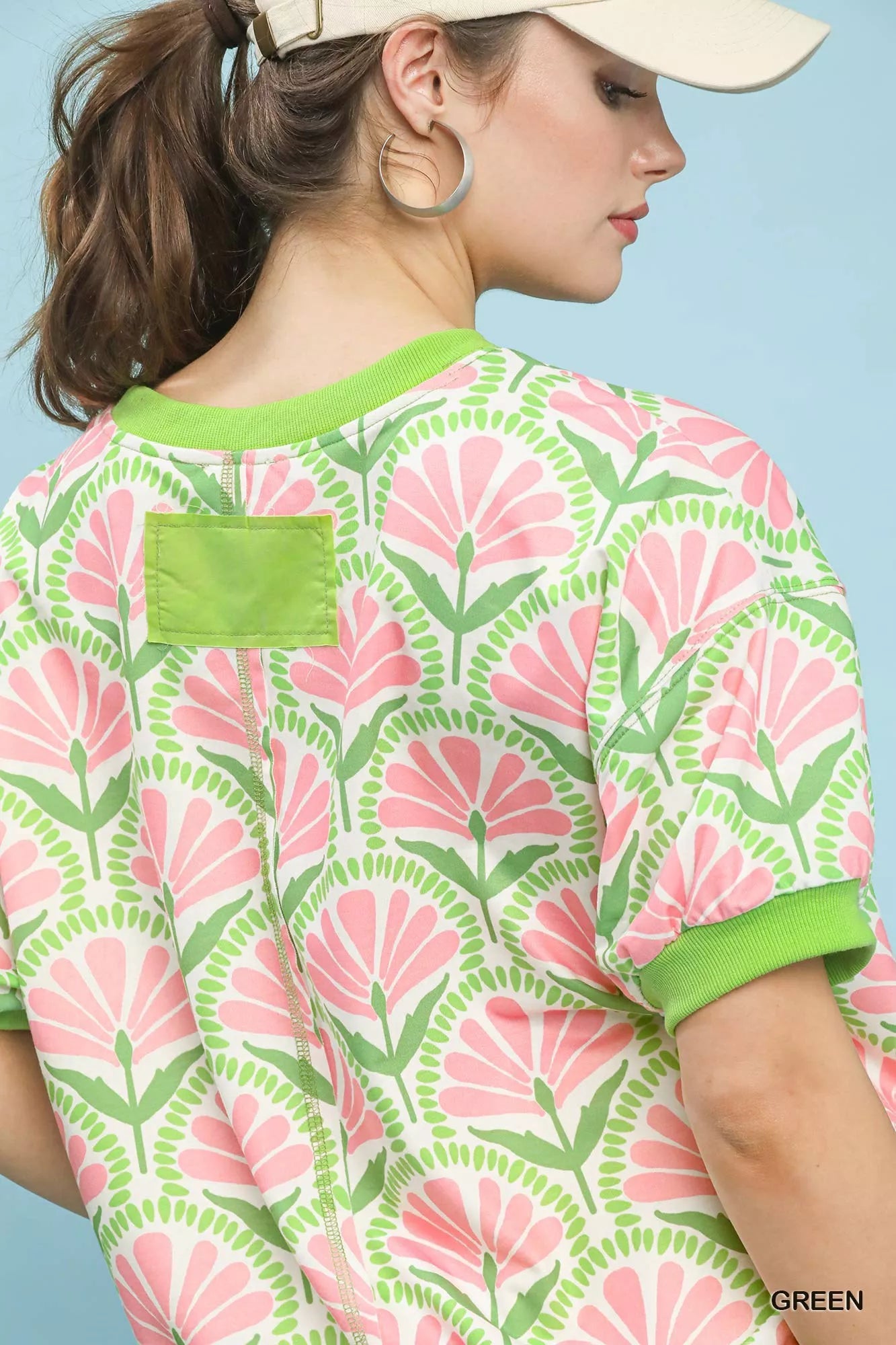 Umgee Floral Print Short Sleeve French Terry Top - | VivaMix StoreUmgee Floral Print Short Sleeve French Terry Top - VivaMix Store