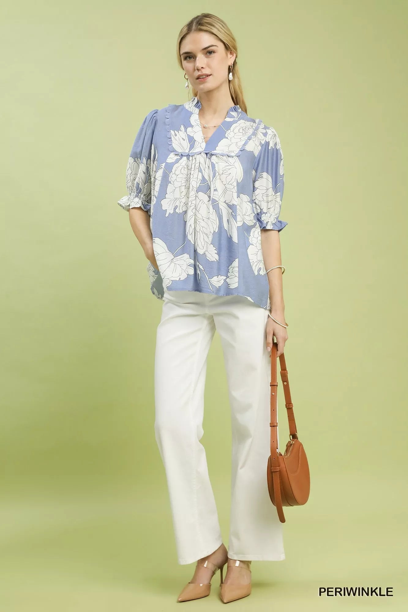 Umgee Peony Illustration Print Top with Scalloped Trim - | VivaMix StoreUmgee Peony Illustration Print Top with Scalloped Trim - VivaMix Store