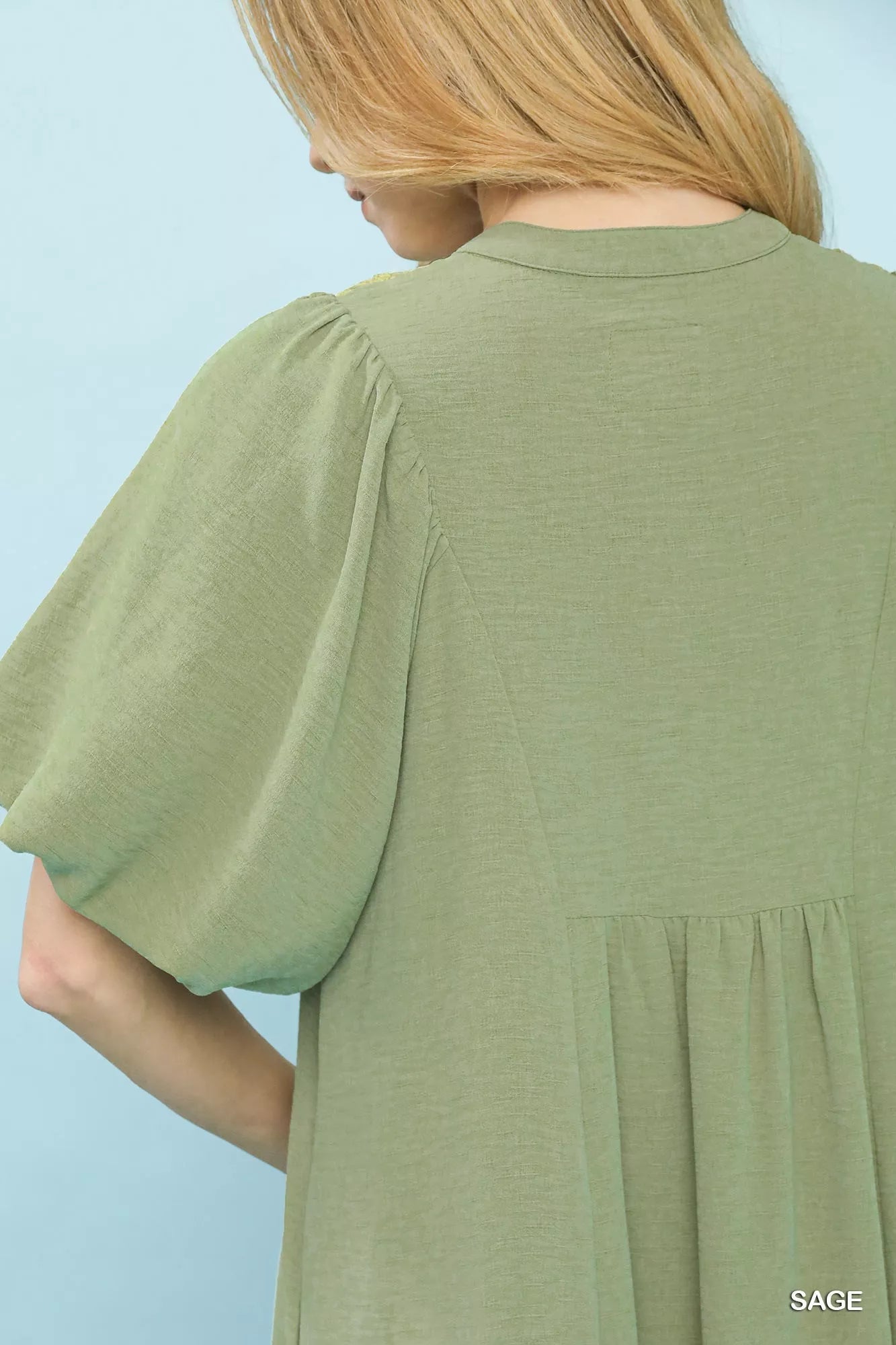 Umgee Puff Sleeve Midi Dress with Lace Detail - | VivaMix StoreUmgee Puff Sleeve Midi Dress with Lace Detail - VivaMix Store