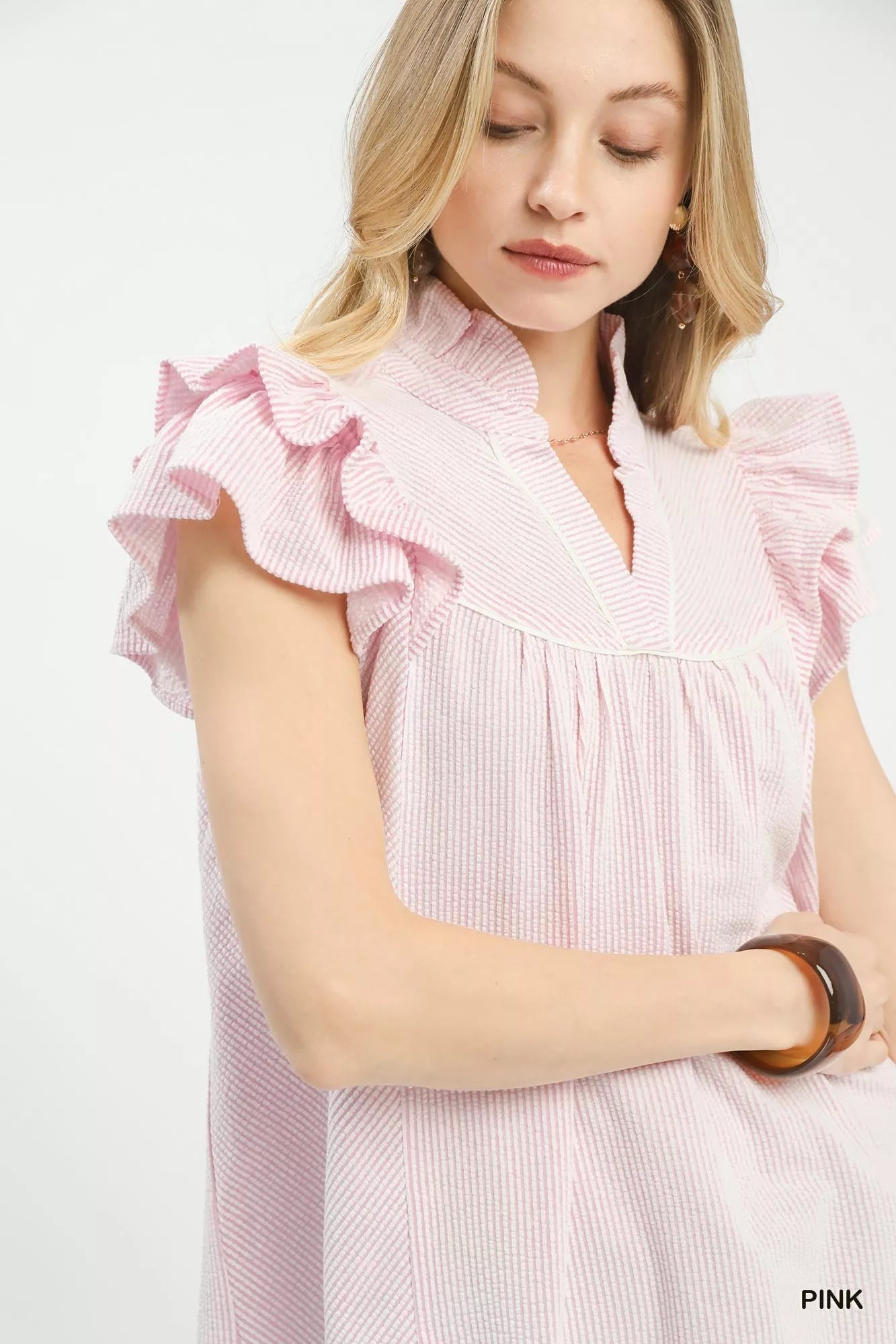 Umgee Ruffled Sleeve Textured Blouse - | VivaMix StoreUmgee Ruffled Sleeve Textured Blouse - VivaMix Store