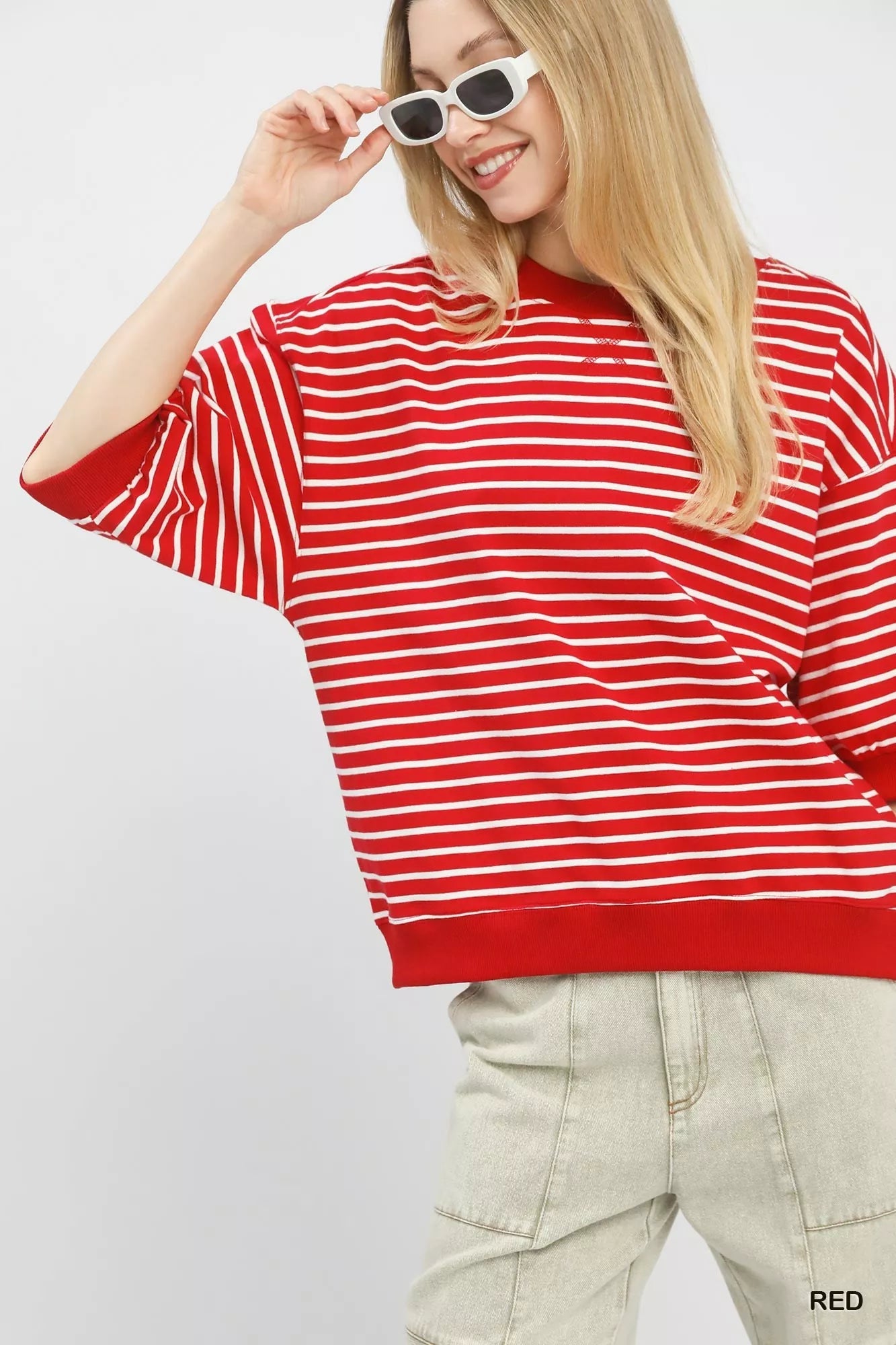 Umgee Striped Short Sleeve Pullover Top - | VivaMix StoreUmgee Striped Short Sleeve Pullover Top - VivaMix Store
