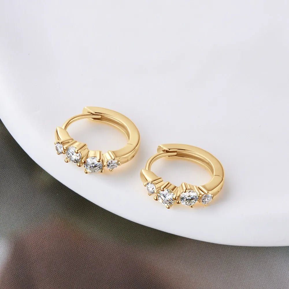 925 Sterling Silver Moissanite Huggie Earrings - 14K Gold Plated - Apparel & Accessories > Jewelry > Earrings | VivaMix Store925 Sterling Silver Moissanite Huggie Earrings - 14K Gold Plated - VivaMix Store