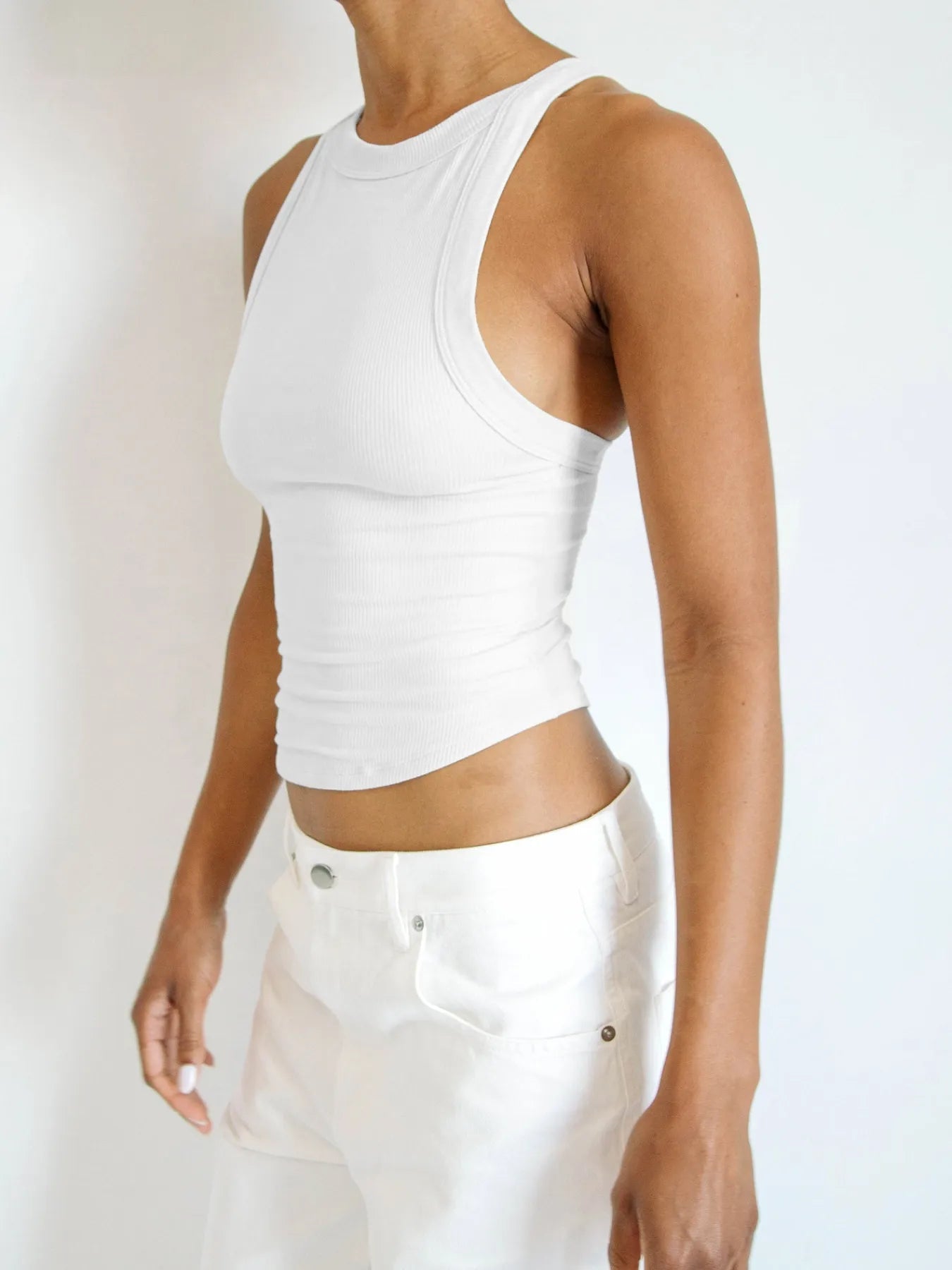 Asymmetrical Back Ribbed Crop Tank Top - | VivaMix StoreAsymmetrical Back Ribbed Crop Tank Top - VivaMix Store