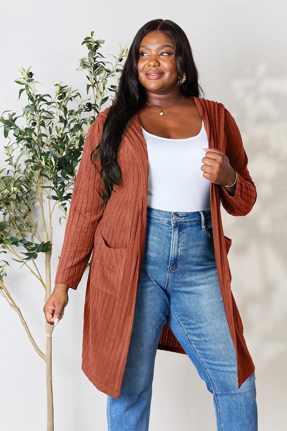 Basic Bae Full Size Hooded Sweater Cardigan - | VivaMix StoreBasic Bae Full Size Hooded Sweater Cardigan - VivaMix Store