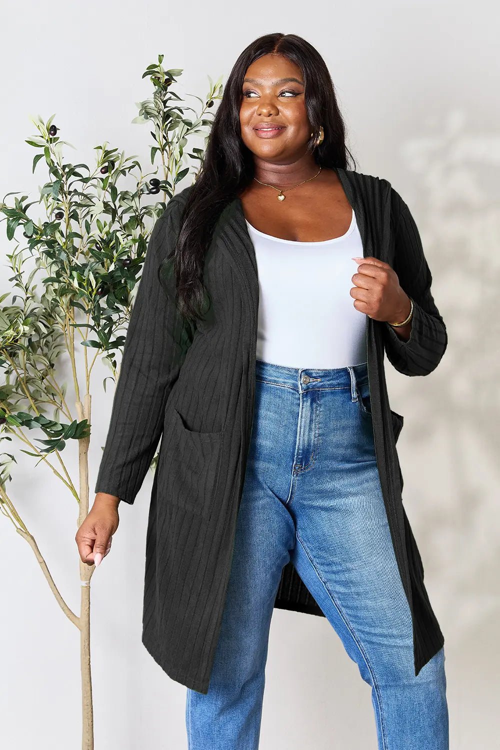 Basic Bae Full Size Hooded Sweater Cardigan - | VivaMix StoreBasic Bae Full Size Hooded Sweater Cardigan - VivaMix Store