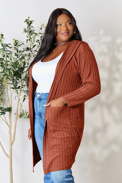 Basic Bae Full Size Hooded Sweater Cardigan - | VivaMix StoreBasic Bae Full Size Hooded Sweater Cardigan - VivaMix Store