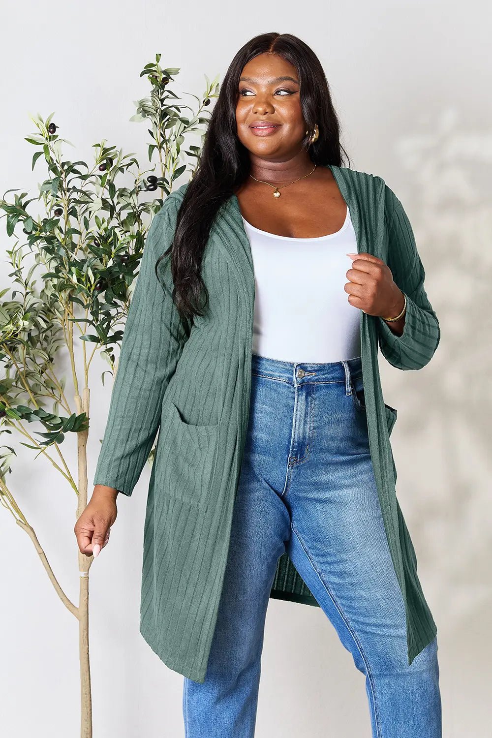 Basic Bae Full Size Hooded Sweater Cardigan - | VivaMix StoreBasic Bae Full Size Hooded Sweater Cardigan - VivaMix Store