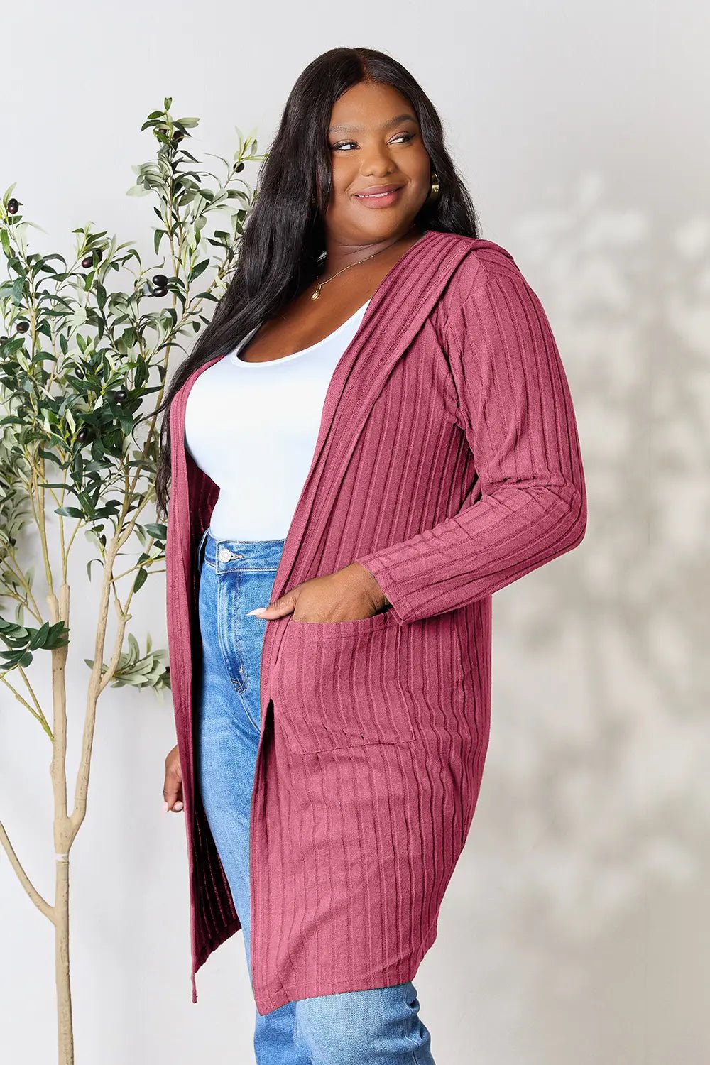Basic Bae Full Size Hooded Sweater Cardigan - | VivaMix StoreBasic Bae Full Size Hooded Sweater Cardigan - VivaMix Store