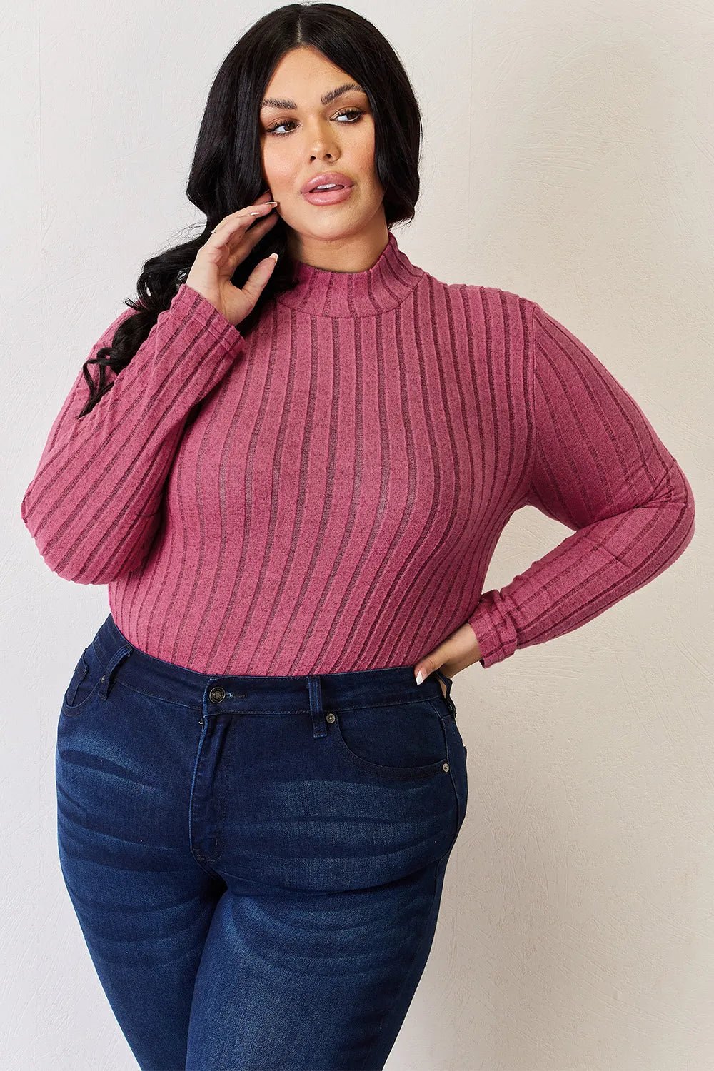 Basic Bae Full Size Ribbed Mock Neck Long Sleeve T-Shirt - | VivaMix StoreBasic Bae Full Size Ribbed Mock Neck Long Sleeve T-Shirt - VivaMix Store