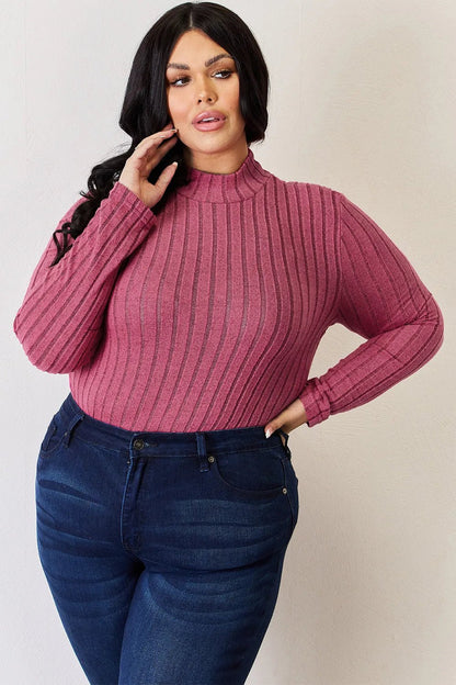 Basic Bae Full Size Ribbed Mock Neck Long Sleeve T-Shirt - | VivaMix StoreBasic Bae Full Size Ribbed Mock Neck Long Sleeve T-Shirt - VivaMix Store