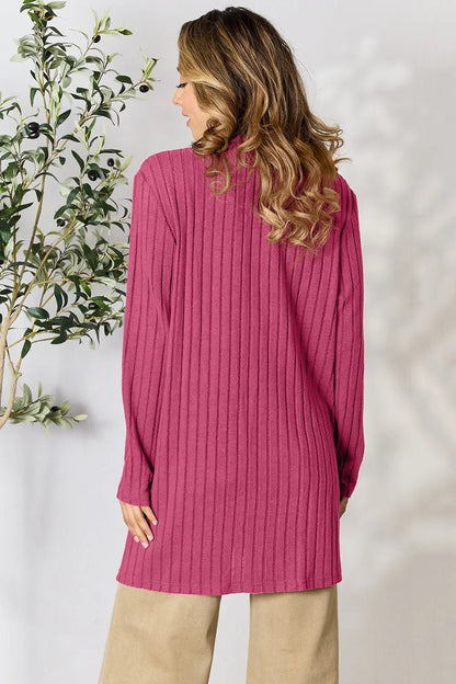 Basic Bae Full Size Ribbed Open Front Cardigan with Pockets - | VivaMix StoreBasic Bae Full Size Ribbed Open Front Cardigan with Pockets - VivaMix Store