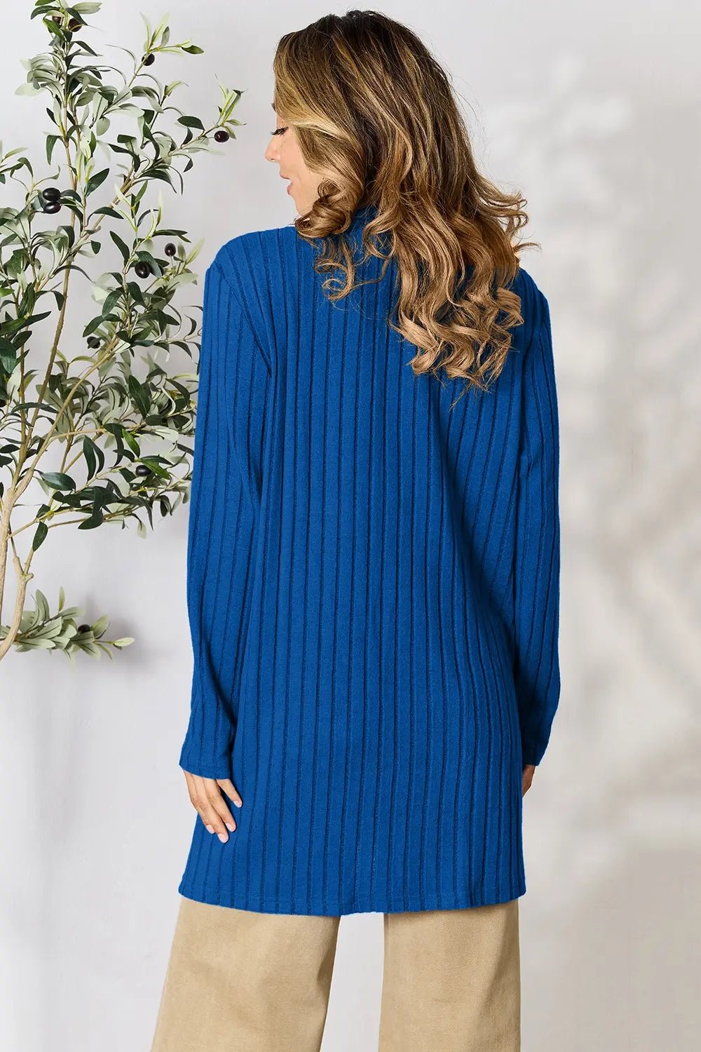 Basic Bae Full Size Ribbed Open Front Cardigan with Pockets - | VivaMix StoreBasic Bae Full Size Ribbed Open Front Cardigan with Pockets - VivaMix Store