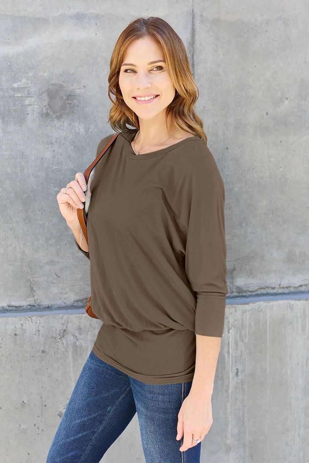 Basic Bae Full Size Round Neck Batwing Sleeve Top - | VivaMix StoreBasic Bae Full Size Round Neck Batwing Sleeve Top - VivaMix Store
