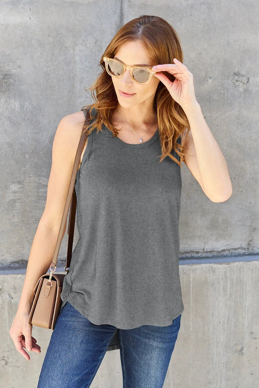 Basic Bae Full Size Round Neck Curved Hem Tank - | VivaMix StoreBasic Bae Full Size Round Neck Curved Hem Tank - VivaMix Store