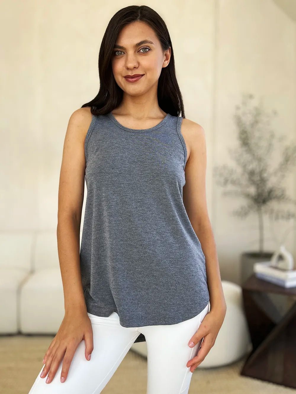 Basic Bae Full Size Round Neck Curved Hem Tank - | VivaMix StoreBasic Bae Full Size Round Neck Curved Hem Tank - VivaMix Store