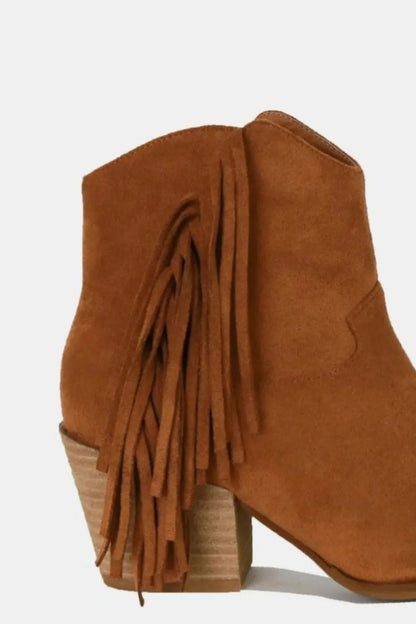 Beast Fashion Suede Fringe Point Toe Ankle Boots - Boots | VivaMix StoreBeast Fashion Suede Fringe Point Toe Ankle Boots - VivaMix Store