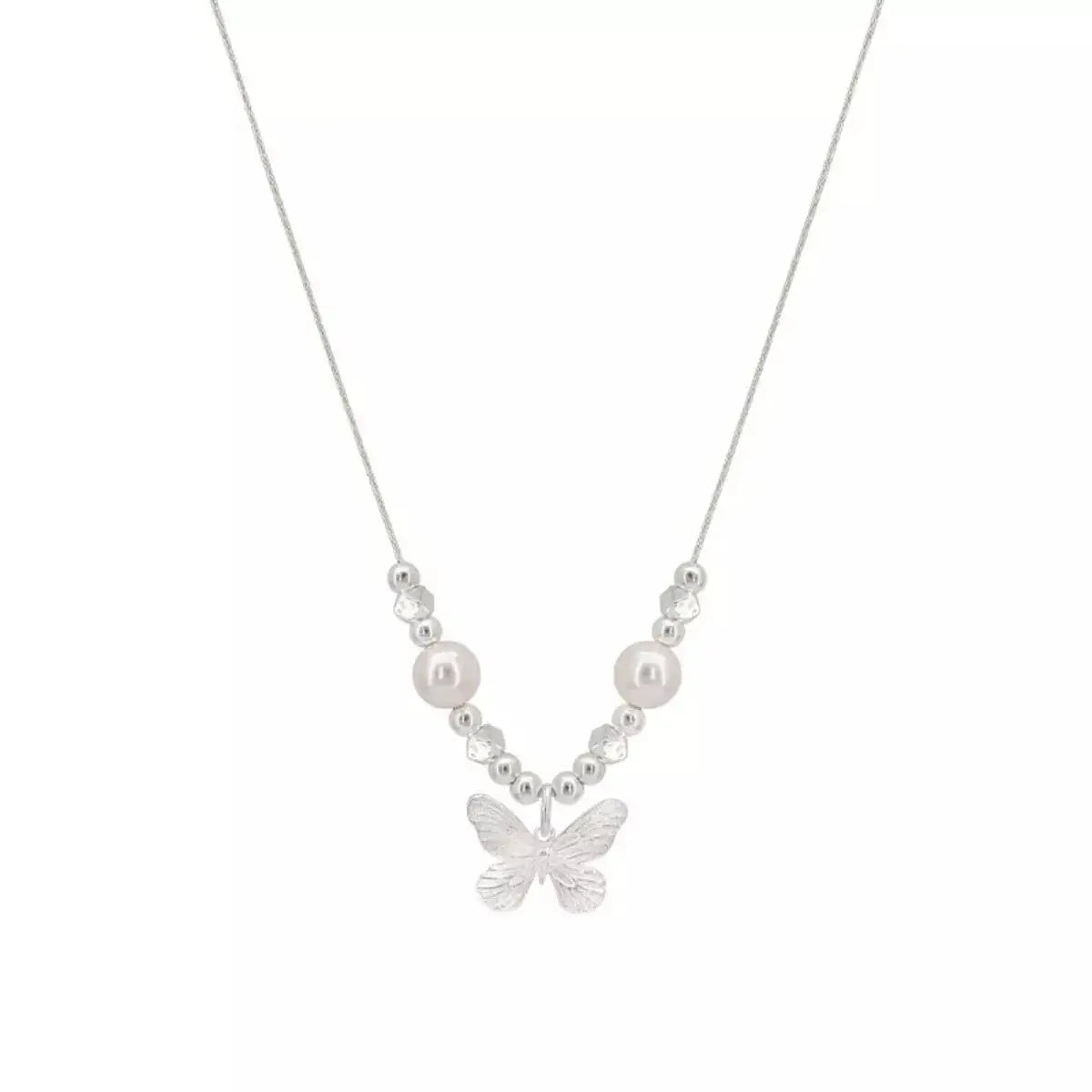 Butterfly Pearl Pendant Necklace - 925 Sterling Silver with Synthetic Pearl - | VivaMix StoreButterfly Pearl Pendant Necklace - 925 Sterling Silver with Synthetic Pearl - VivaMix Store