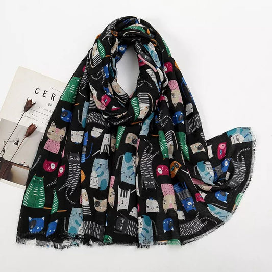 Cat Print Lightweight Scarf - | VivaMix StoreCat Print Lightweight Scarf - VivaMix Store
