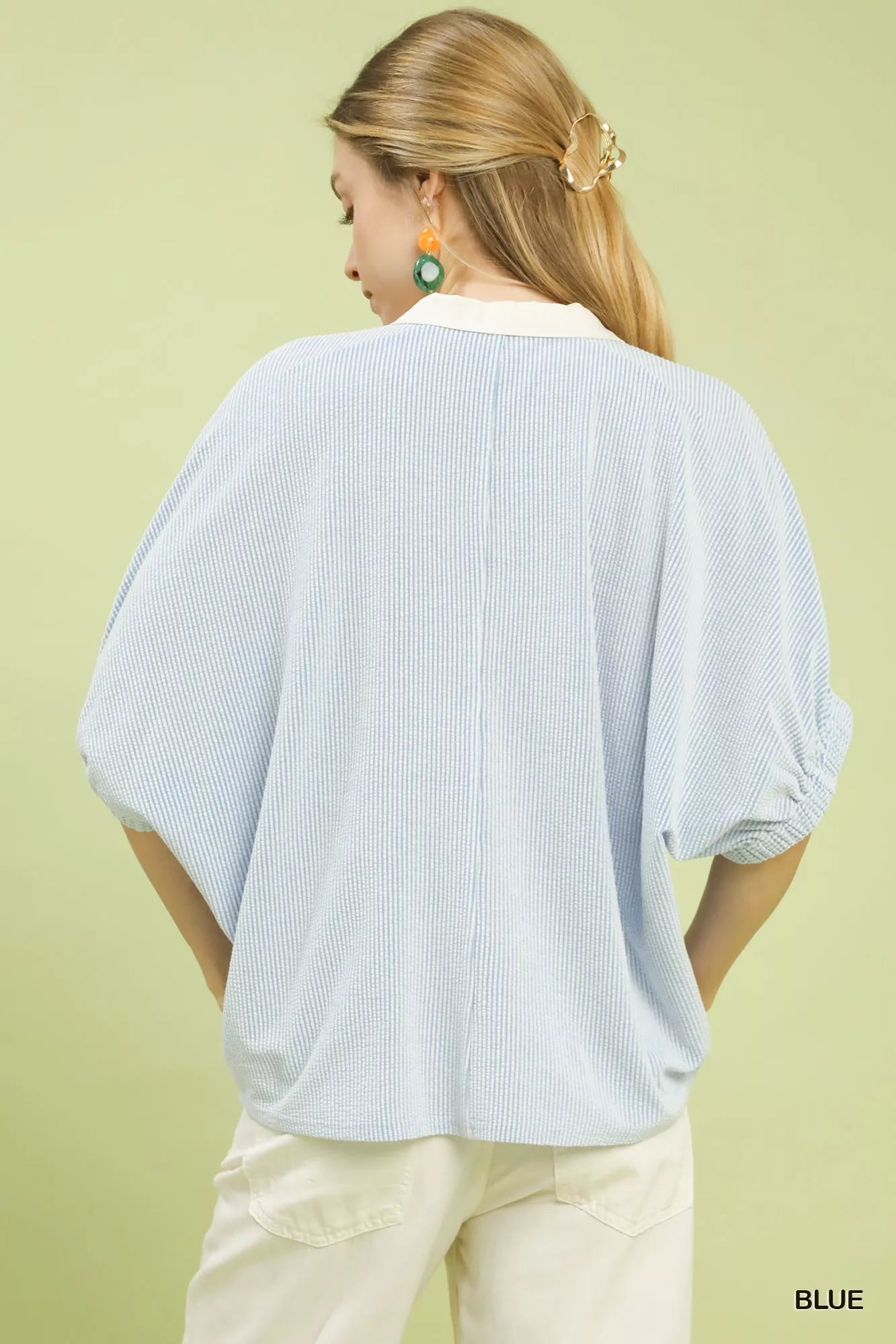 Contrast Collar V - Neck Top - | VivaMix StoreContrast Collar V - Neck Top - VivaMix Store