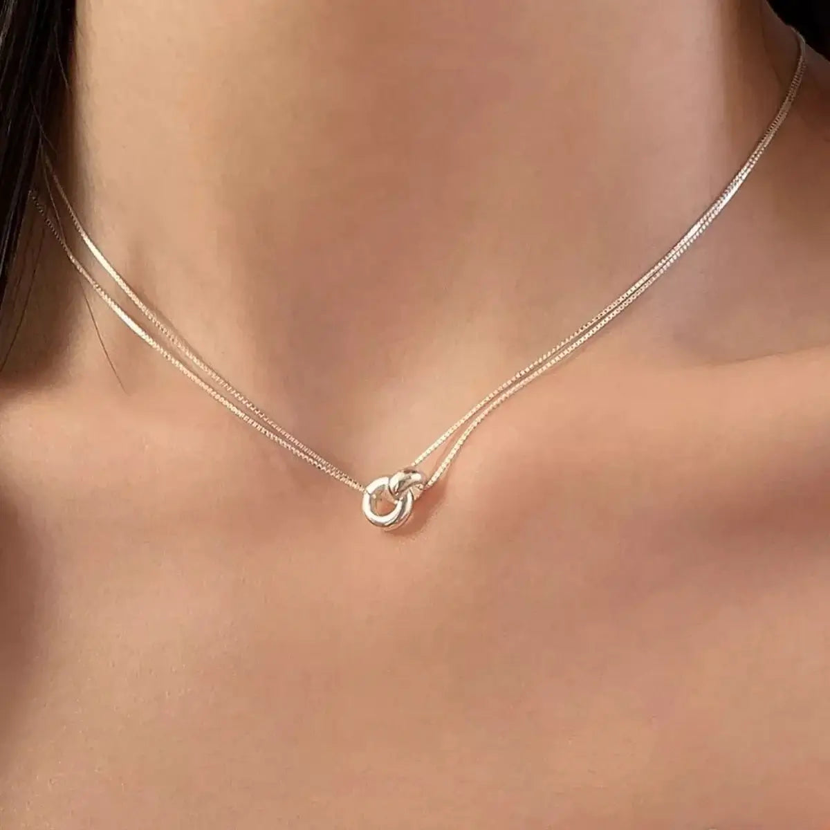 Double Strand 925 Sterling Silver Necklace - Elegant Layered Chain - | VivaMix StoreDouble Strand 925 Sterling Silver Necklace - Elegant Layered Chain - VivaMix Store