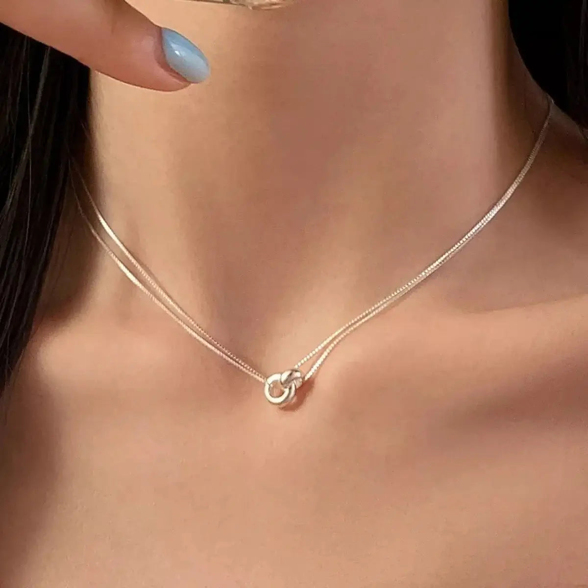 Double Strand 925 Sterling Silver Necklace - Elegant Layered Chain - | VivaMix StoreDouble Strand 925 Sterling Silver Necklace - Elegant Layered Chain - VivaMix Store