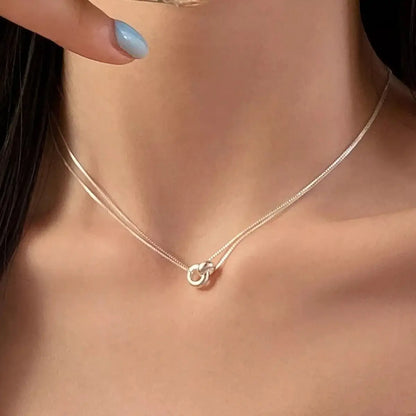 Double Strand 925 Sterling Silver Necklace - Elegant Layered Chain - | VivaMix StoreDouble Strand 925 Sterling Silver Necklace - Elegant Layered Chain - VivaMix Store