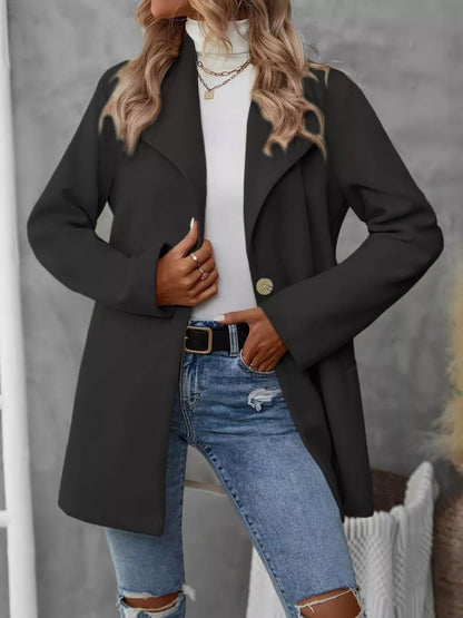 Elegant Wool Blend Overcoat - Women's Classic Lapel Collar Coat - Apparel & Accessories > Clothing > Outerwear > Coats & Jackets | VivaMix StoreElegant Wool Blend Overcoat - Women's Classic Lapel Collar Coat - VivaMix Store