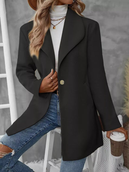 Elegant Wool Blend Overcoat - Women's Classic Lapel Collar Coat - Apparel & Accessories > Clothing > Outerwear > Coats & Jackets | VivaMix StoreElegant Wool Blend Overcoat - Women's Classic Lapel Collar Coat - VivaMix Store