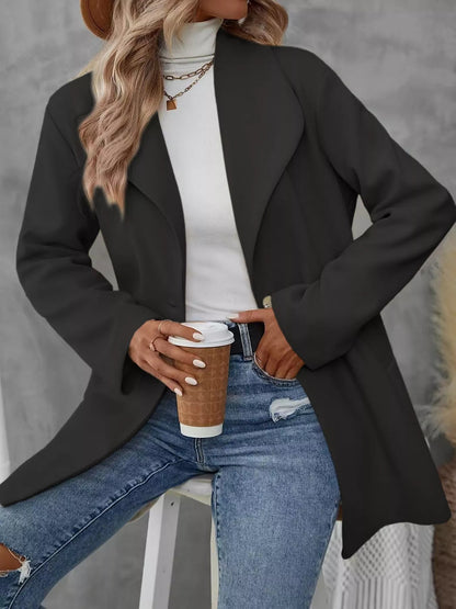 Elegant Wool Blend Overcoat - Women's Classic Lapel Collar Coat - Apparel & Accessories > Clothing > Outerwear > Coats & Jackets | VivaMix StoreElegant Wool Blend Overcoat - Women's Classic Lapel Collar Coat - VivaMix Store