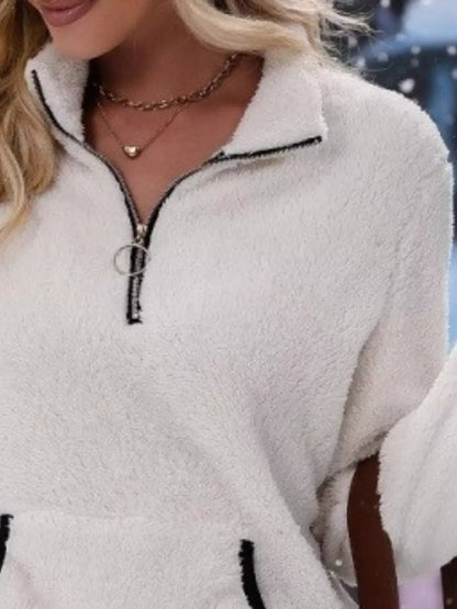 Women's Fleece Quarter Zip Sweatshirt - Plus Size Long Sleeve - Apparel & Accessories > Clothing > Activewear > Sweatshirts | VivaMix StoreWomen's Fleece Quarter Zip Sweatshirt - Plus Size Long Sleeve - VivaMix Store