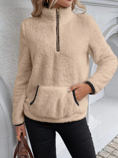 Women's Fleece Quarter Zip Sweatshirt - Plus Size Long Sleeve - Apparel & Accessories > Clothing > Activewear > Sweatshirts | VivaMix StoreWomen's Fleece Quarter Zip Sweatshirt - Plus Size Long Sleeve - VivaMix Store