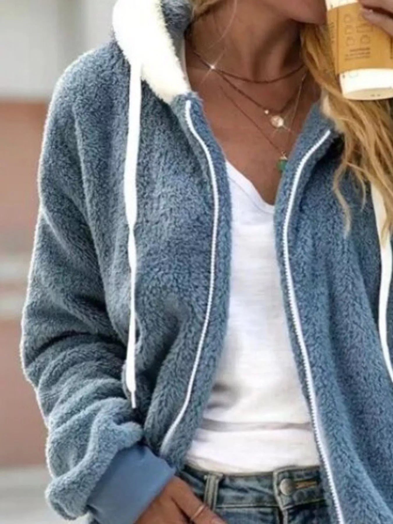 Hooded Fleece Zip - Up Jacket - Plus Size - Ropa de Invierno | VivaMix StoreHooded Fleece Zip - Up Jacket - Plus Size - VivaMix Store