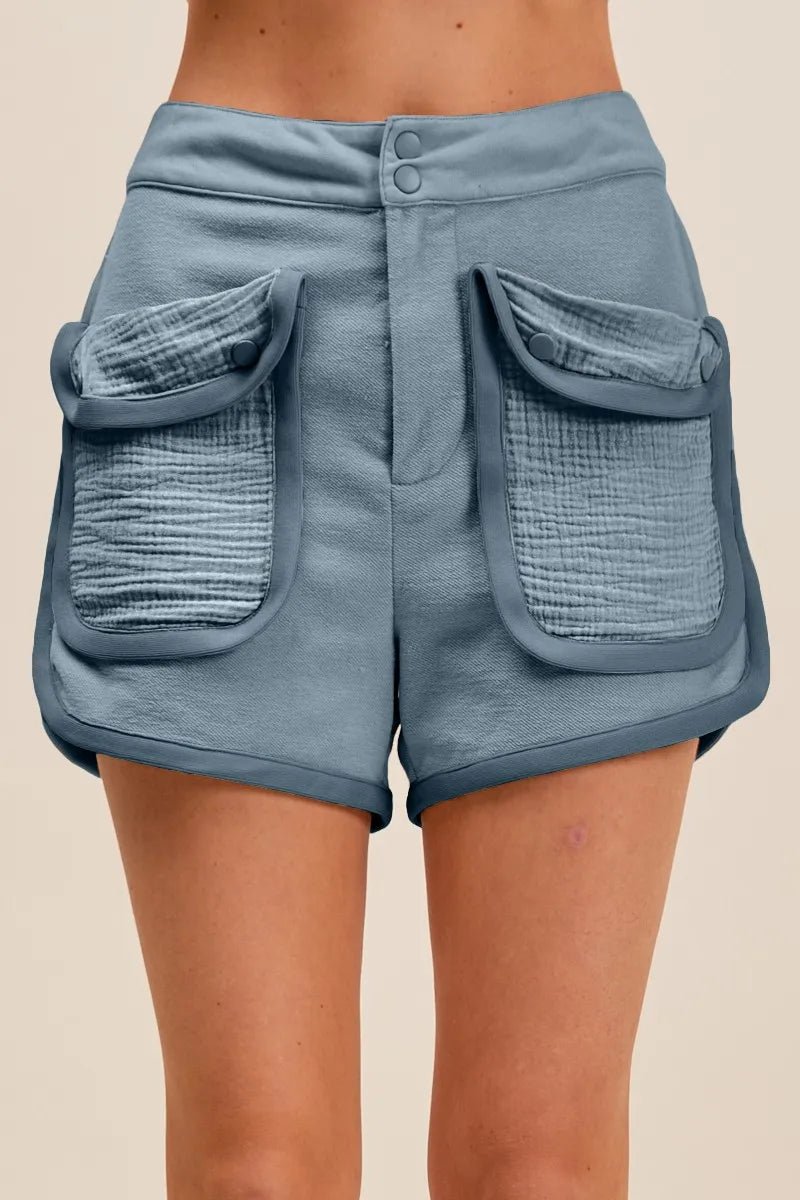 Mineral Washed Terry High Rise Cargo Shorts - Shorts | VivaMix StoreMineral Washed Terry High Rise Cargo Shorts - VivaMix Store