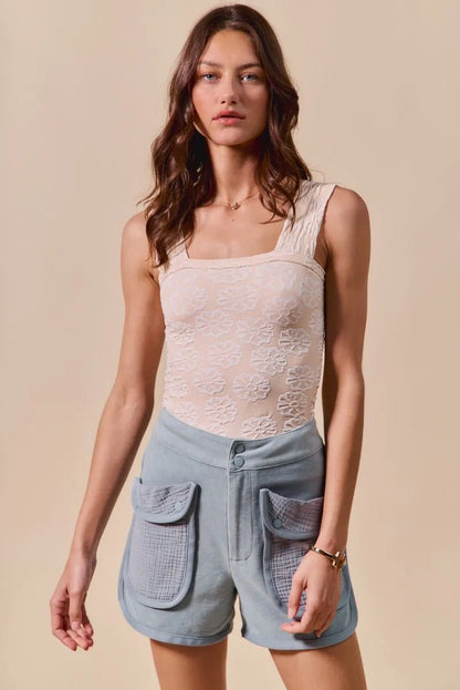 Mineral Washed Terry High Rise Cargo Shorts - Shorts | VivaMix StoreMineral Washed Terry High Rise Cargo Shorts - VivaMix Store