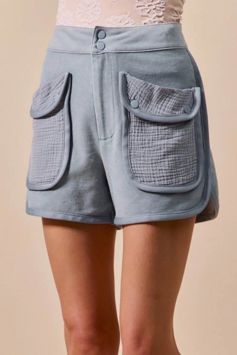 Mineral Washed Terry High Rise Cargo Shorts - Shorts | VivaMix StoreMineral Washed Terry High Rise Cargo Shorts - VivaMix Store