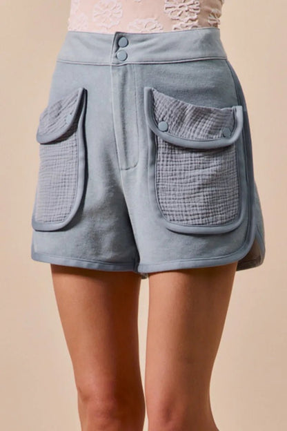 Mineral Washed Terry High Rise Cargo Shorts - Shorts | VivaMix StoreMineral Washed Terry High Rise Cargo Shorts - VivaMix Store