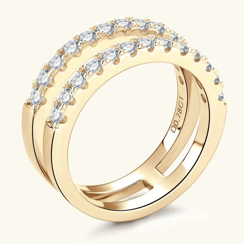 Moissanite Double Layer Ring - 925 Sterling Silver 18K Gold Plated - Rings | VivaMix StoreMoissanite Double Layer Ring - 925 Sterling Silver 18K Gold Plated - VivaMix Store