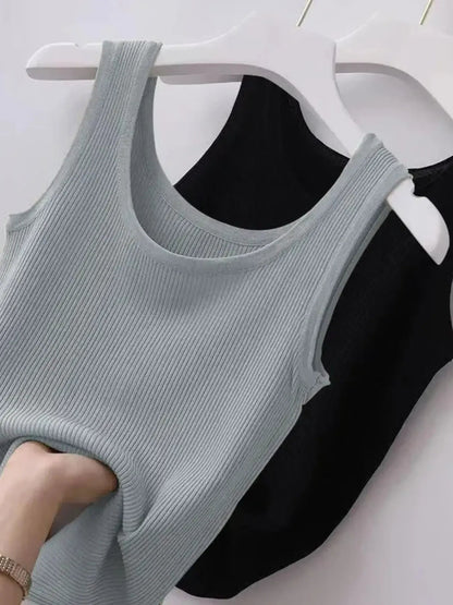 Plus Size Ribbed Knit Scoop Neck Tank Top - | VivaMix StorePlus Size Ribbed Knit Scoop Neck Tank Top - VivaMix Store