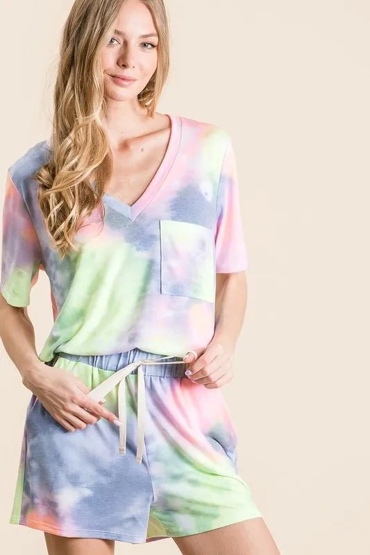 Tie Dye Casual Shorts with Drawstring - Cotton Twill Tape - Shorts | VivaMix StoreTie Dye Casual Shorts with Drawstring - Cotton Twill Tape - VivaMix Store