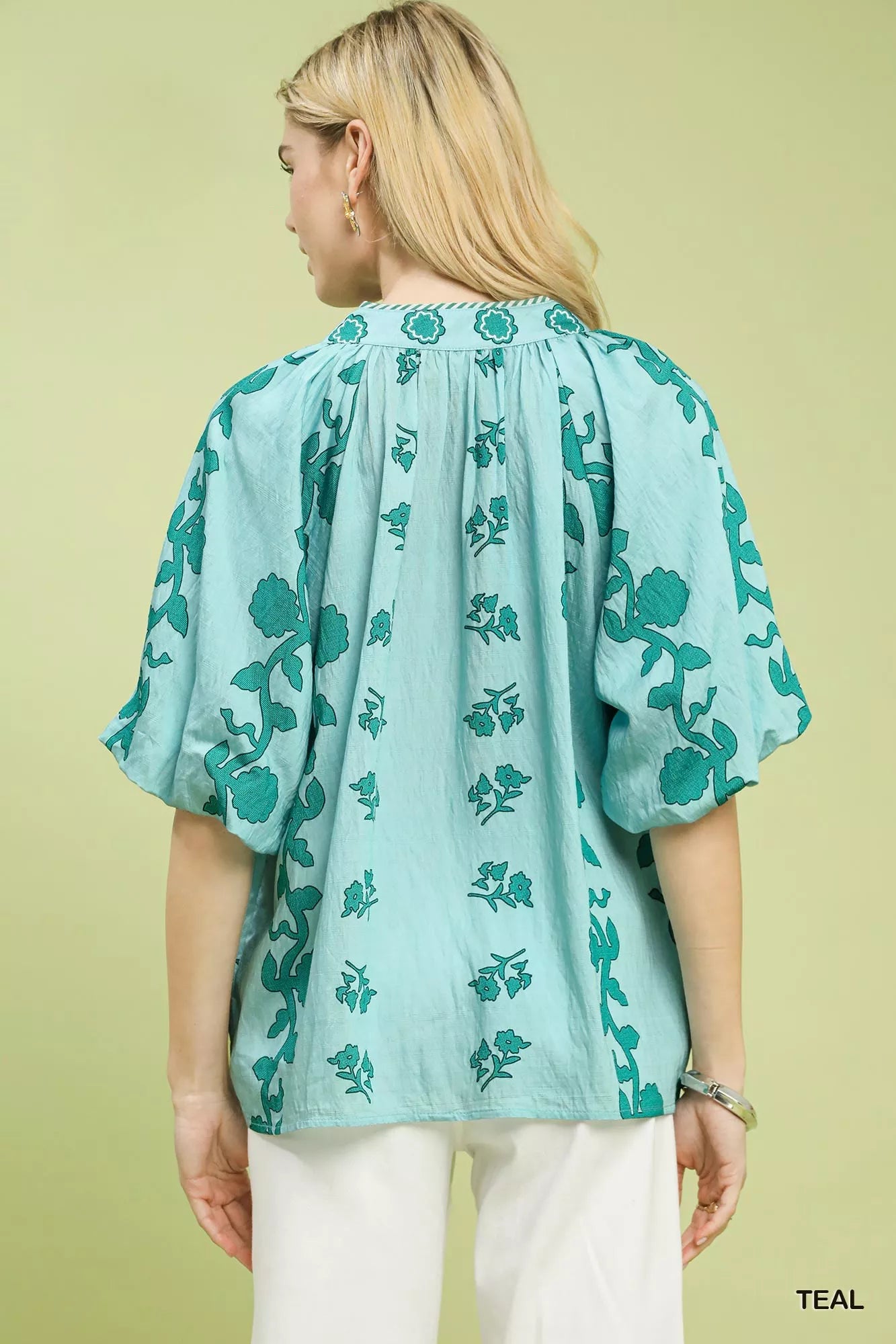 Umgee Collared Floral Print Top - | VivaMix StoreUmgee Collared Floral Print Top - VivaMix Store