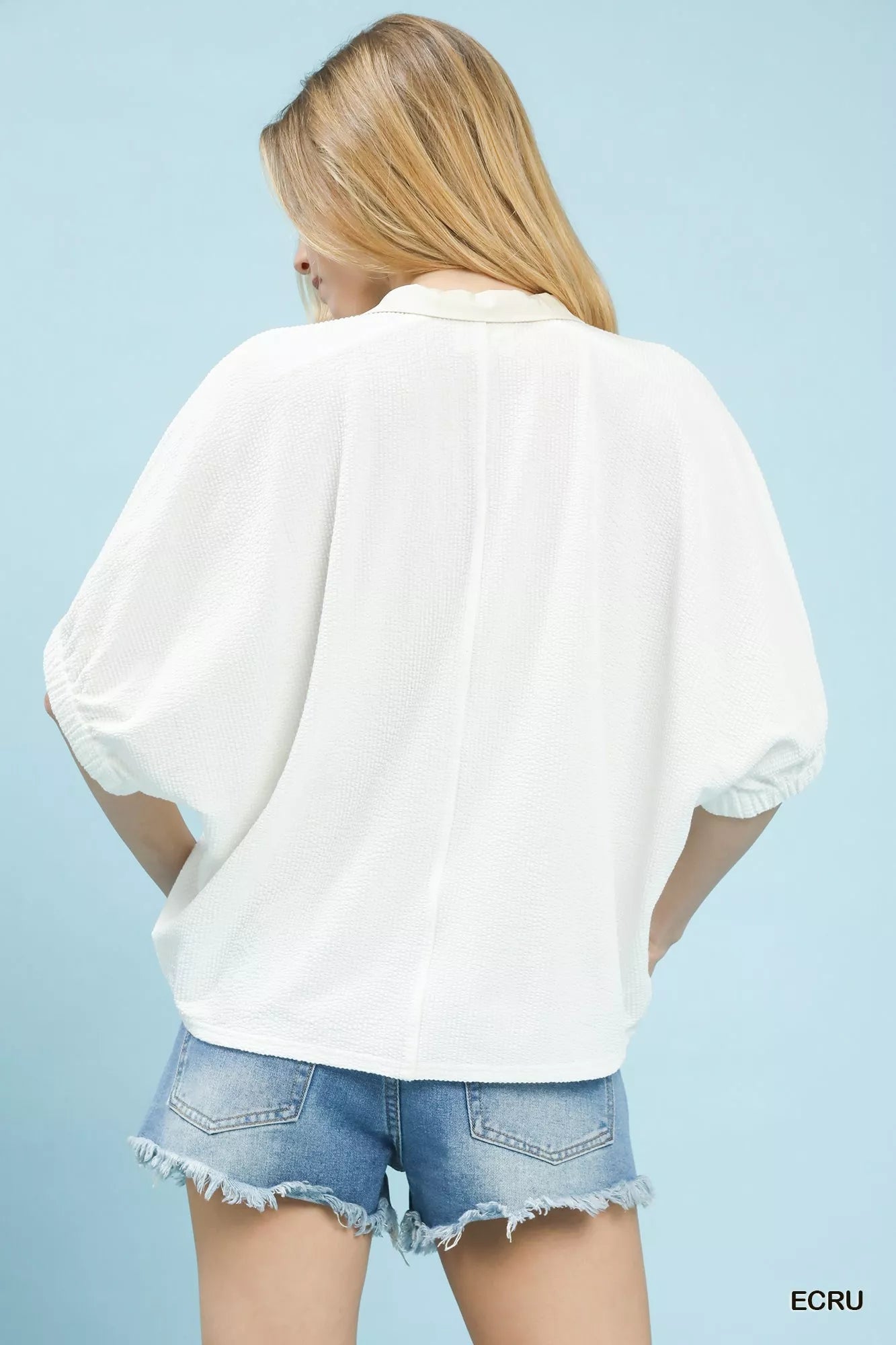 Umgee Contrast Collar V - Neck Top - | VivaMix StoreUmgee Contrast Collar V - Neck Top - VivaMix Store