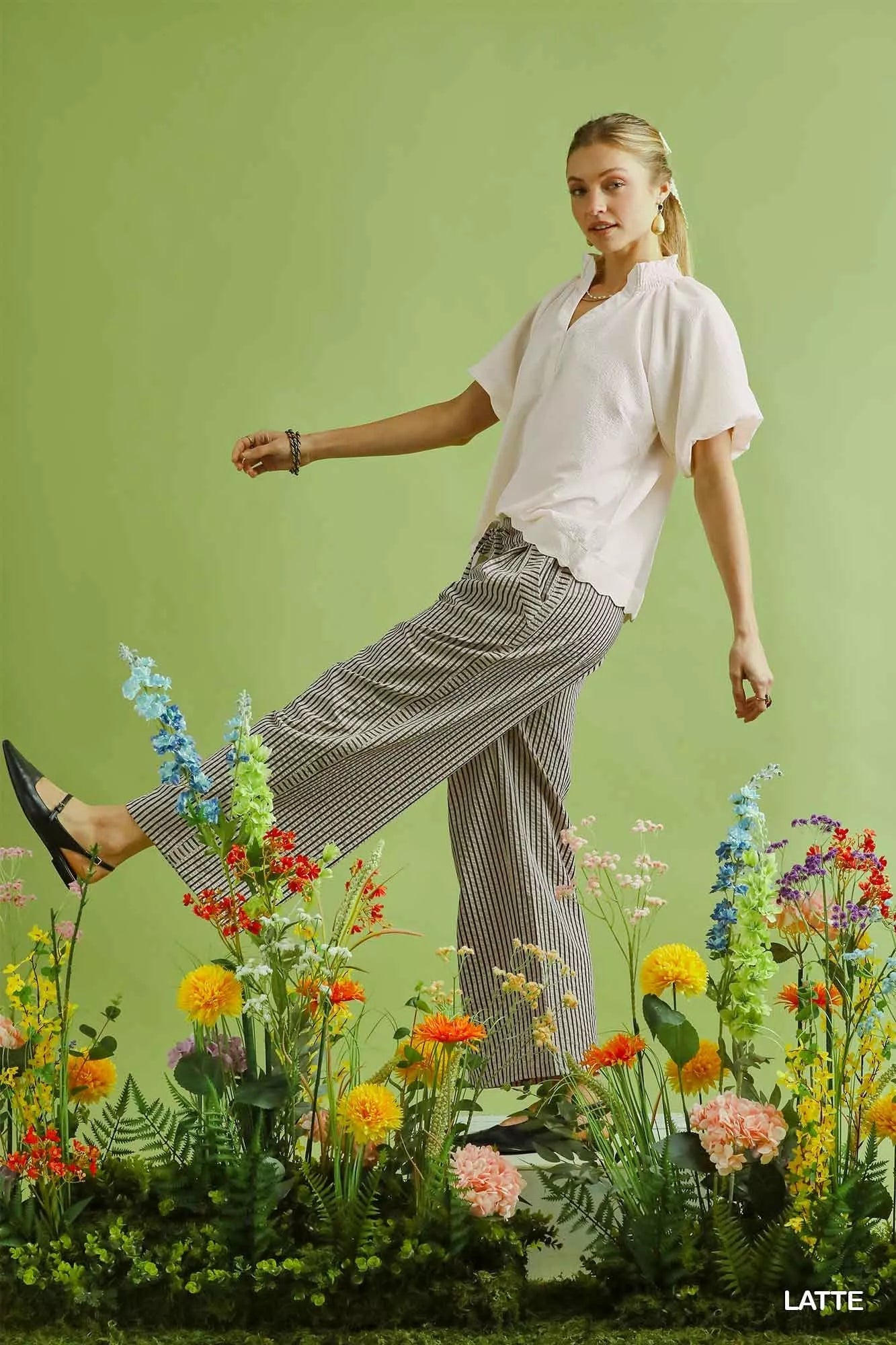 Umgee Drawstring Striped Wide - Leg Pants - | VivaMix StoreUmgee Drawstring Striped Wide - Leg Pants - VivaMix Store