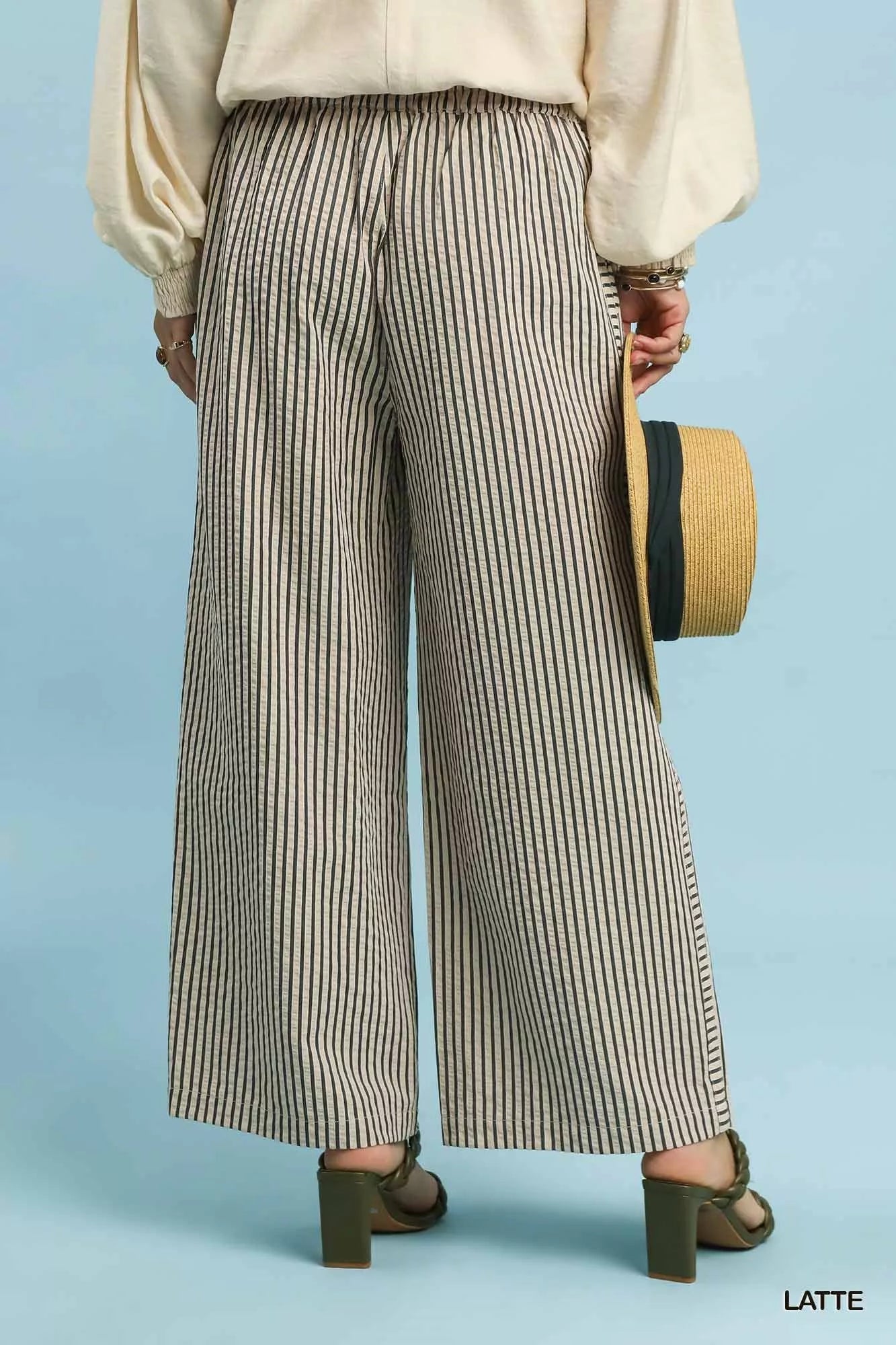 Umgee Drawstring Striped Wide - Leg Pants - | VivaMix StoreUmgee Drawstring Striped Wide - Leg Pants - VivaMix Store