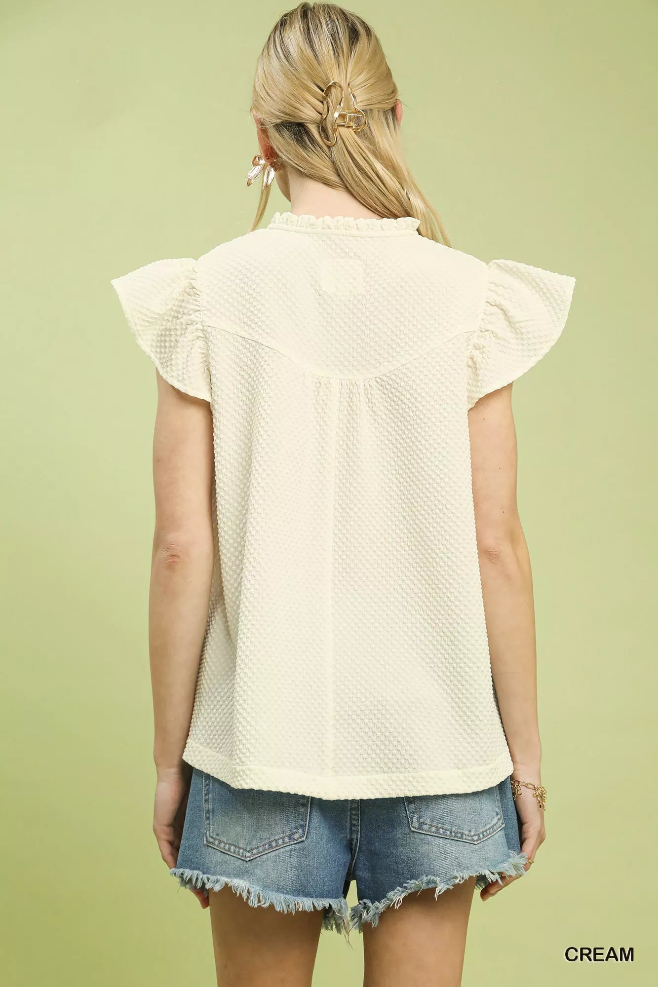 Umgee Embroidered Flutter Sleeve Blouse - | VivaMix StoreUmgee Embroidered Flutter Sleeve Blouse - VivaMix Store