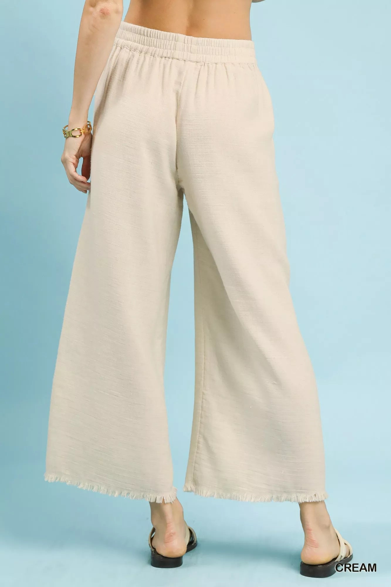 Umgee Frayed Hem Wide Leg Pants - | VivaMix StoreUmgee Frayed Hem Wide Leg Pants - VivaMix Store