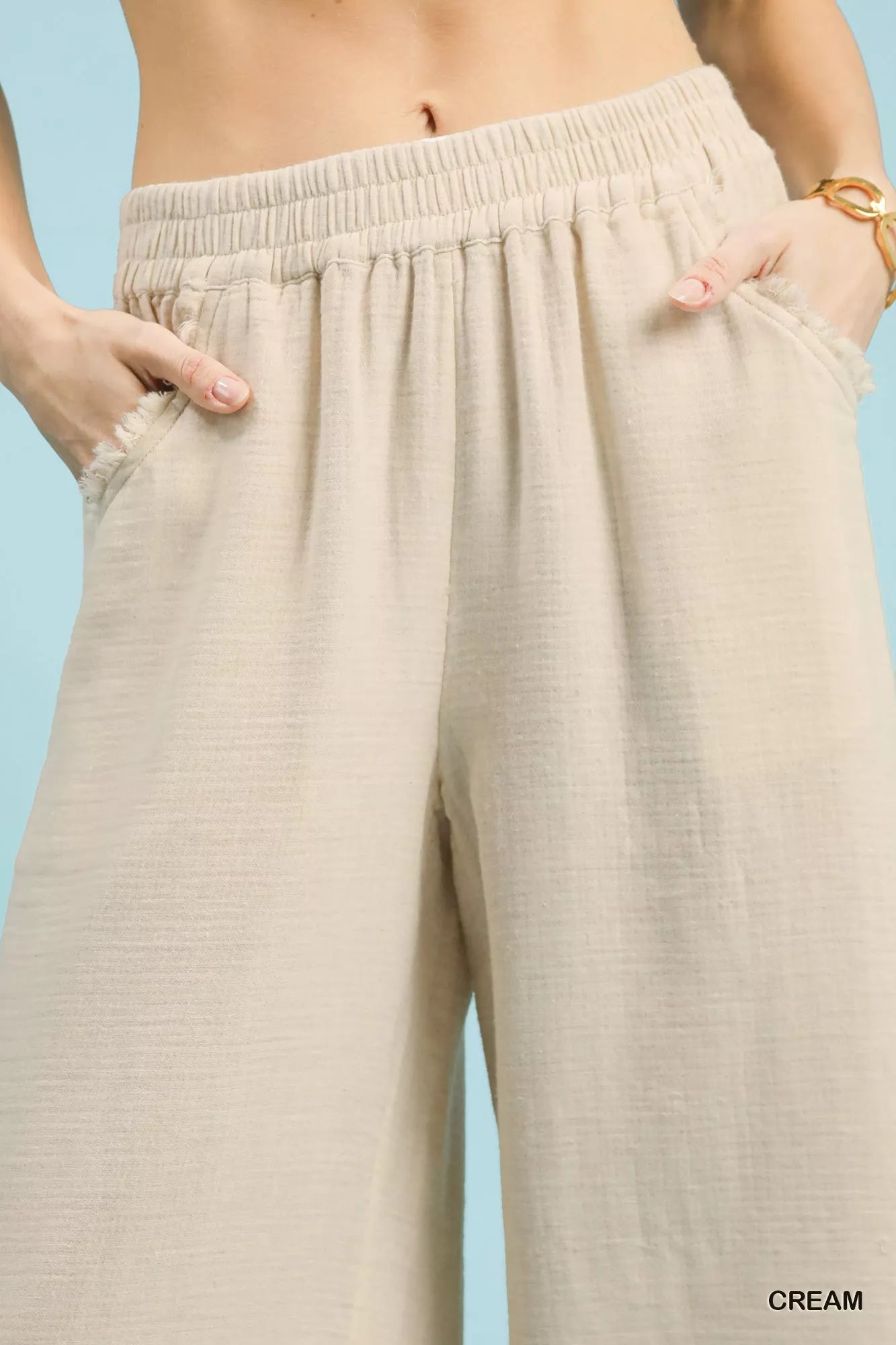 Umgee Frayed Hem Wide Leg Pants - | VivaMix StoreUmgee Frayed Hem Wide Leg Pants - VivaMix Store