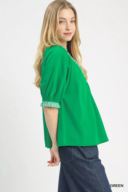 Umgee French Terry Collared Top - | VivaMix StoreUmgee French Terry Collared Top - VivaMix Store