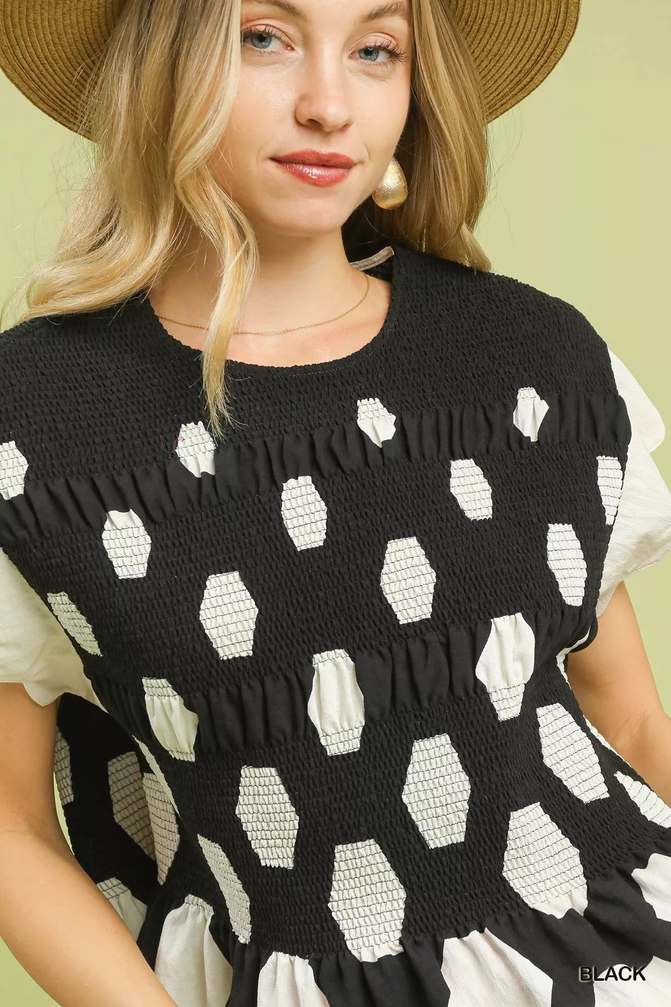 Umgee Hexagon Print Peplum Top - | VivaMix StoreUmgee Hexagon Print Peplum Top - VivaMix Store