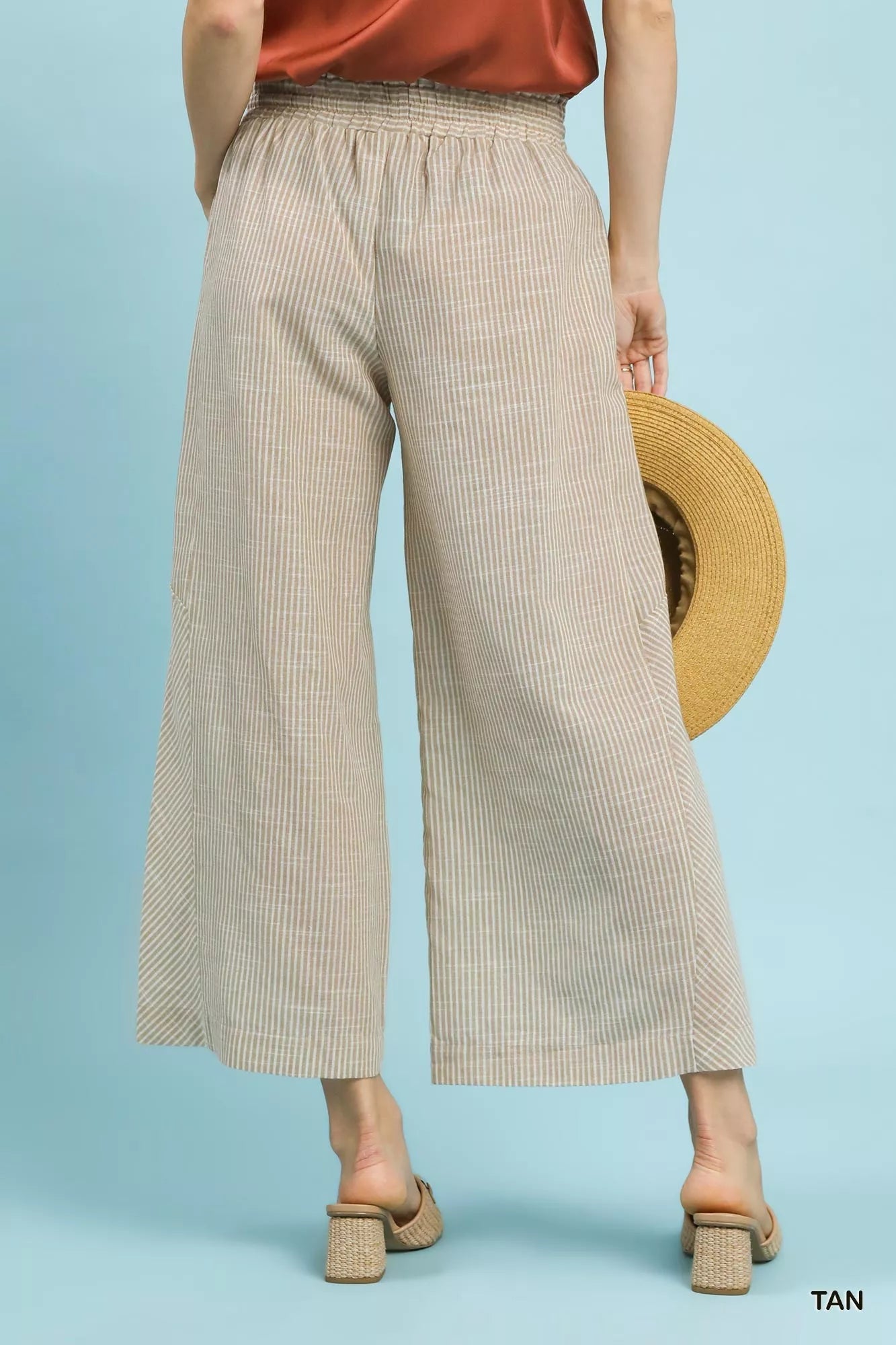 Umgee Linen Blend Striped Wide Leg Pants - | VivaMix StoreUmgee Linen Blend Striped Wide Leg Pants - VivaMix Store