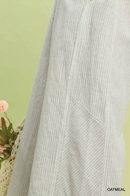 Umgee Linen Blend Striped Wide Leg Pants - | VivaMix StoreUmgee Linen Blend Striped Wide Leg Pants - VivaMix Store